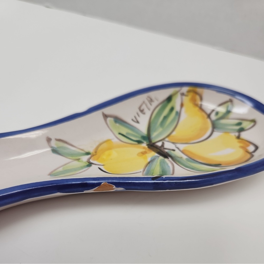 Vietri Lemons Spoon Rest Hand Painted Italian Pottery Catch All Made Italy flaw